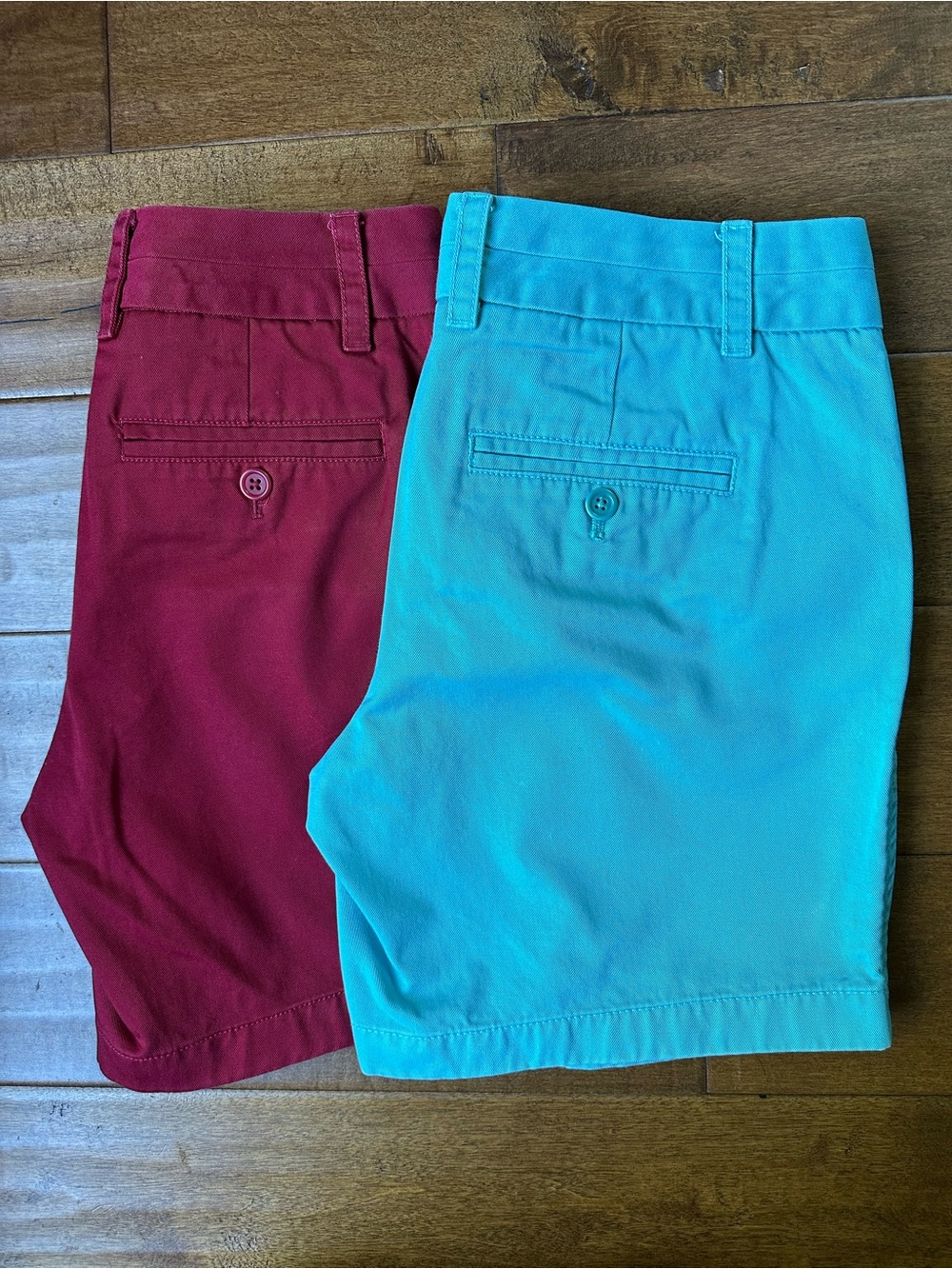 Women’s J. Crew Burgundy and Teal  Flat-Front Chino Shorts - size 2